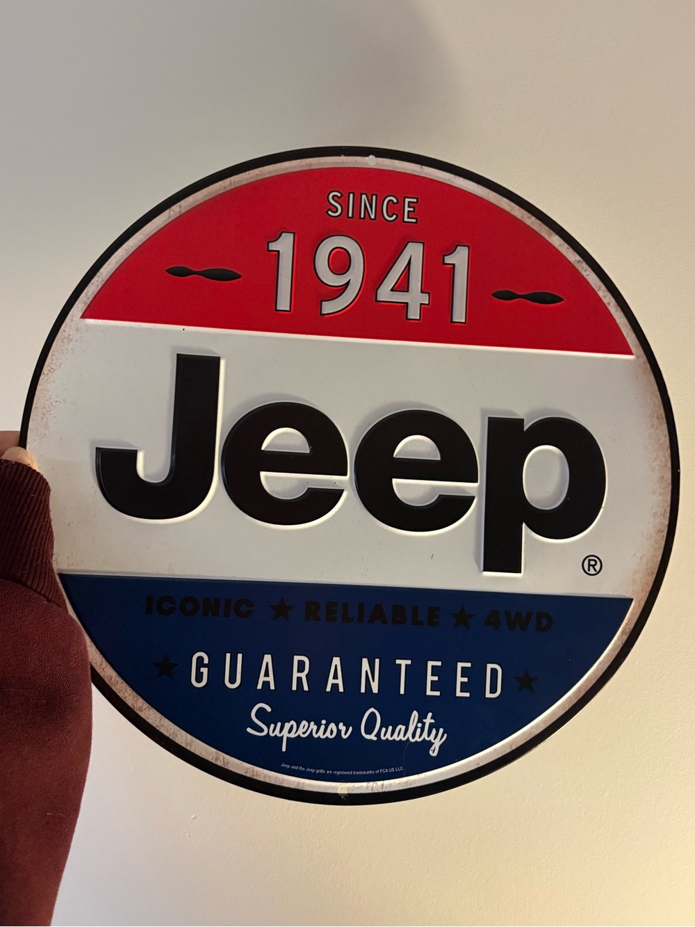 Hobby Lobby Red White Blue Jeep Since 1941 Round Wall Sign